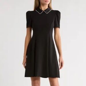 Karl Lagerfeld Black Short Dress with Pearl Collar NWT Size 2
